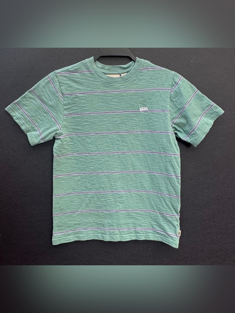 Vans Green Striped Crew Tee Sz M